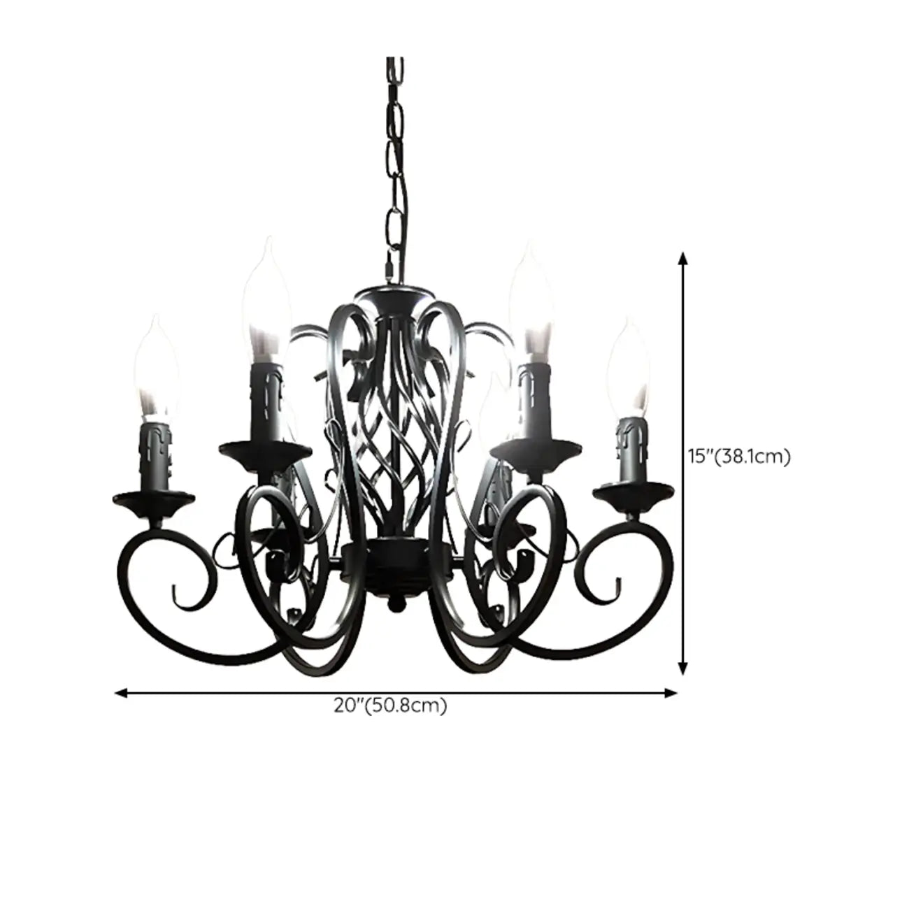 6-Light Black Iron Vintage Chandelier for Simple Charm