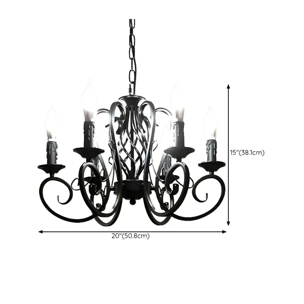 6-Light Black Iron Vintage Chandelier for Simple Charm