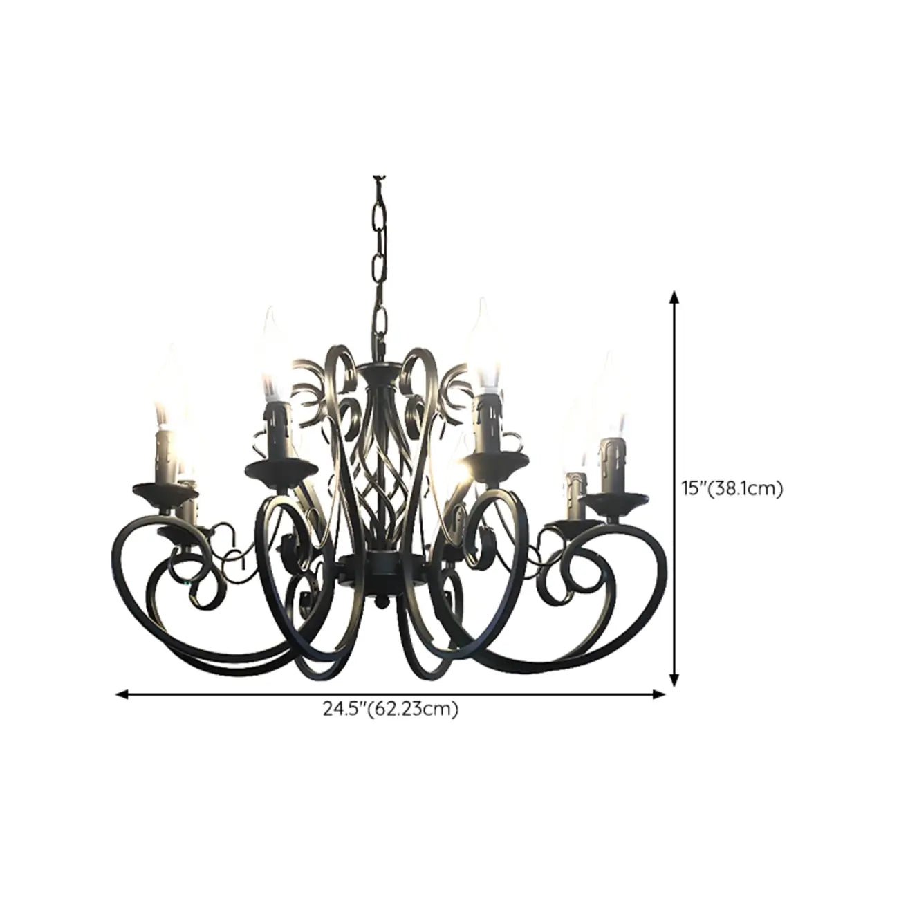 6-Light Black Iron Vintage Chandelier for Simple Charm