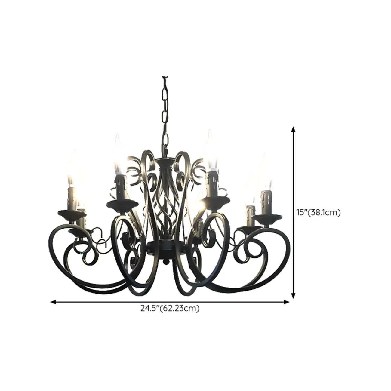 6-Light Black Iron Vintage Chandelier for Simple Charm
