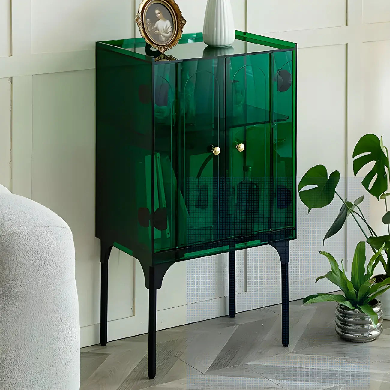 Modern Plastic/Acrylic Sideboard Cabinets with Shelves in Red