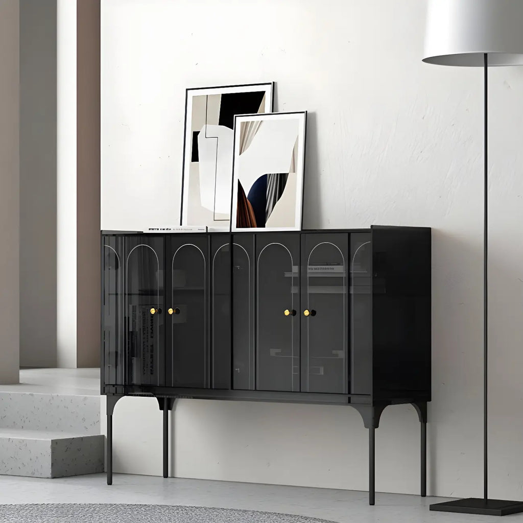 Modern Plastic/Acrylic Sideboard Cabinets with Shelves in Red