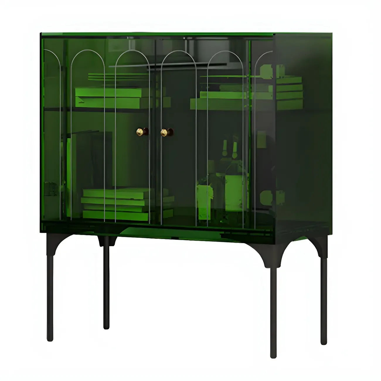 Modern Plastic/Acrylic Sideboard Cabinets with Shelves in Red