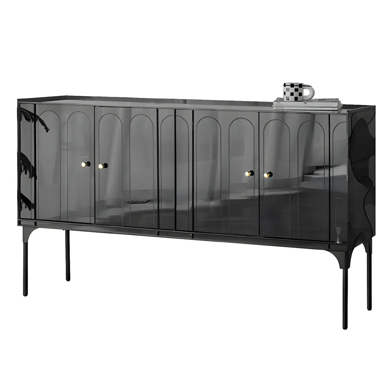 Modern Plastic/Acrylic Sideboard Cabinets with Shelves in Red