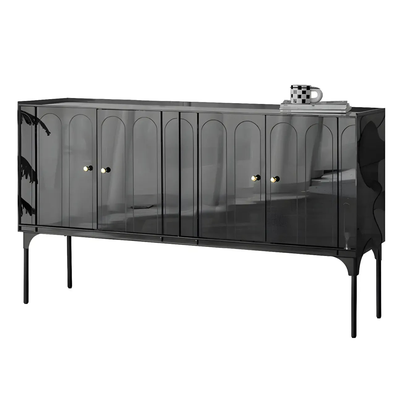 Modern Plastic/Acrylic Sideboard Cabinets with Shelves in Red
