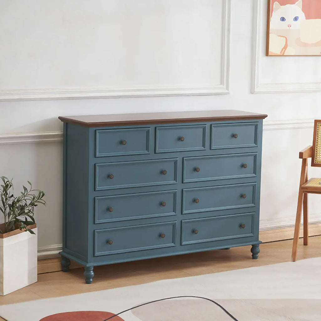Stylish White Wooden Chest with 9-Drawers for Bedroom