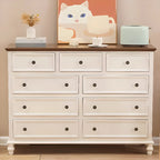 Stylish White Wooden Chest with 9-Drawers for Bedroom