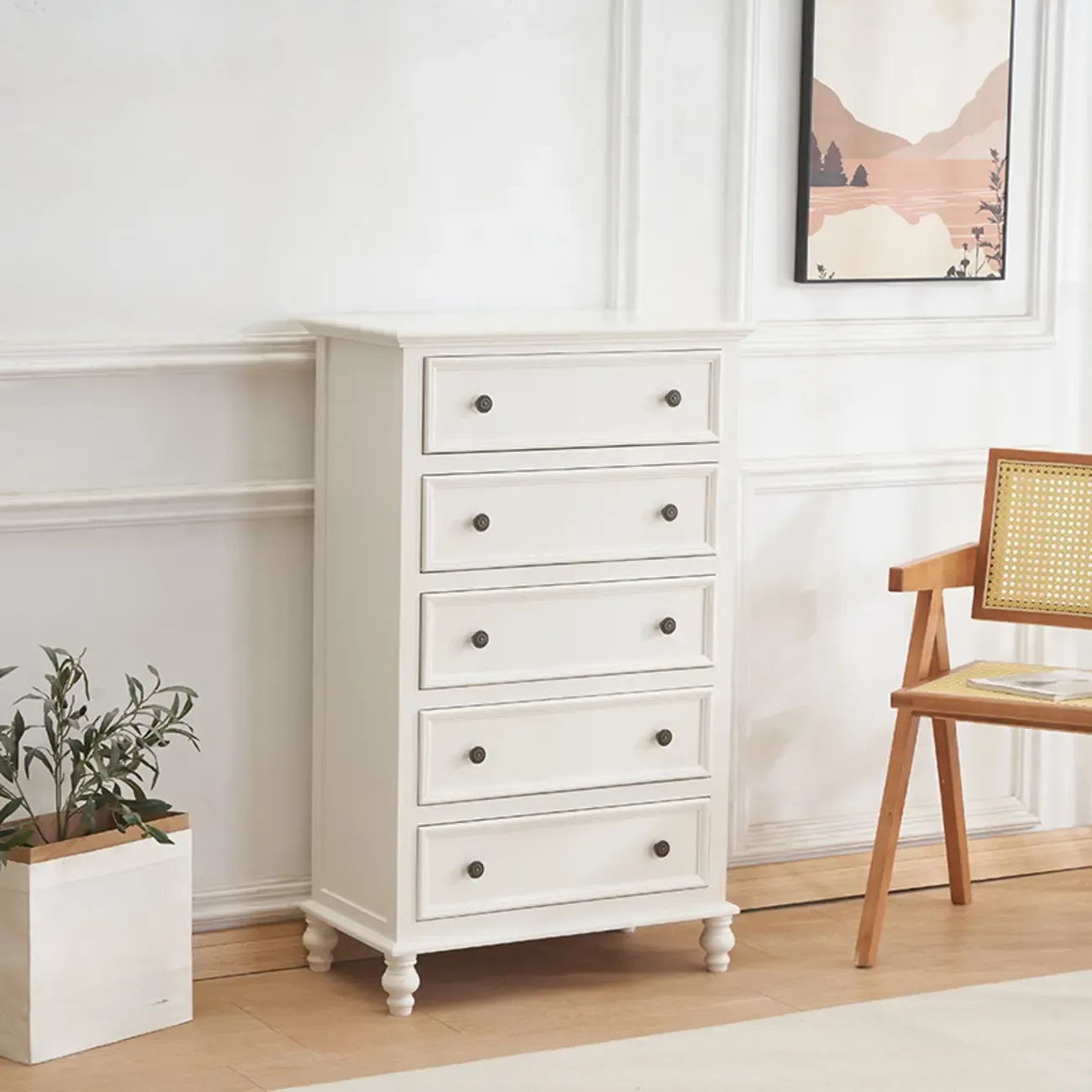 Stylish White Wooden Chest with 9-Drawers for Bedroom