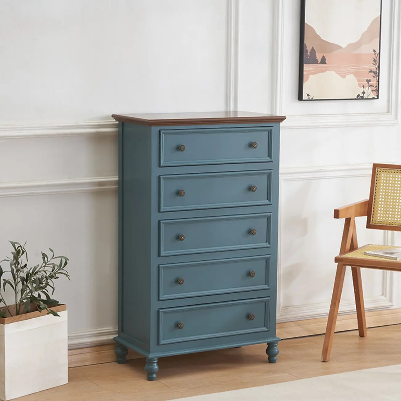 Stylish White Wooden Chest with 9-Drawers for Bedroom