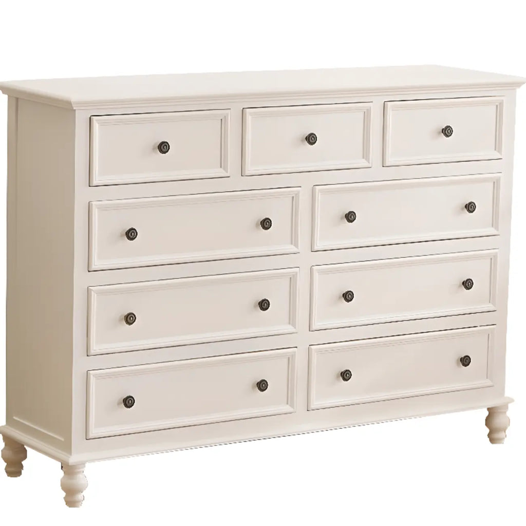 Stylish White Wooden Chest with 9-Drawers for Bedroom