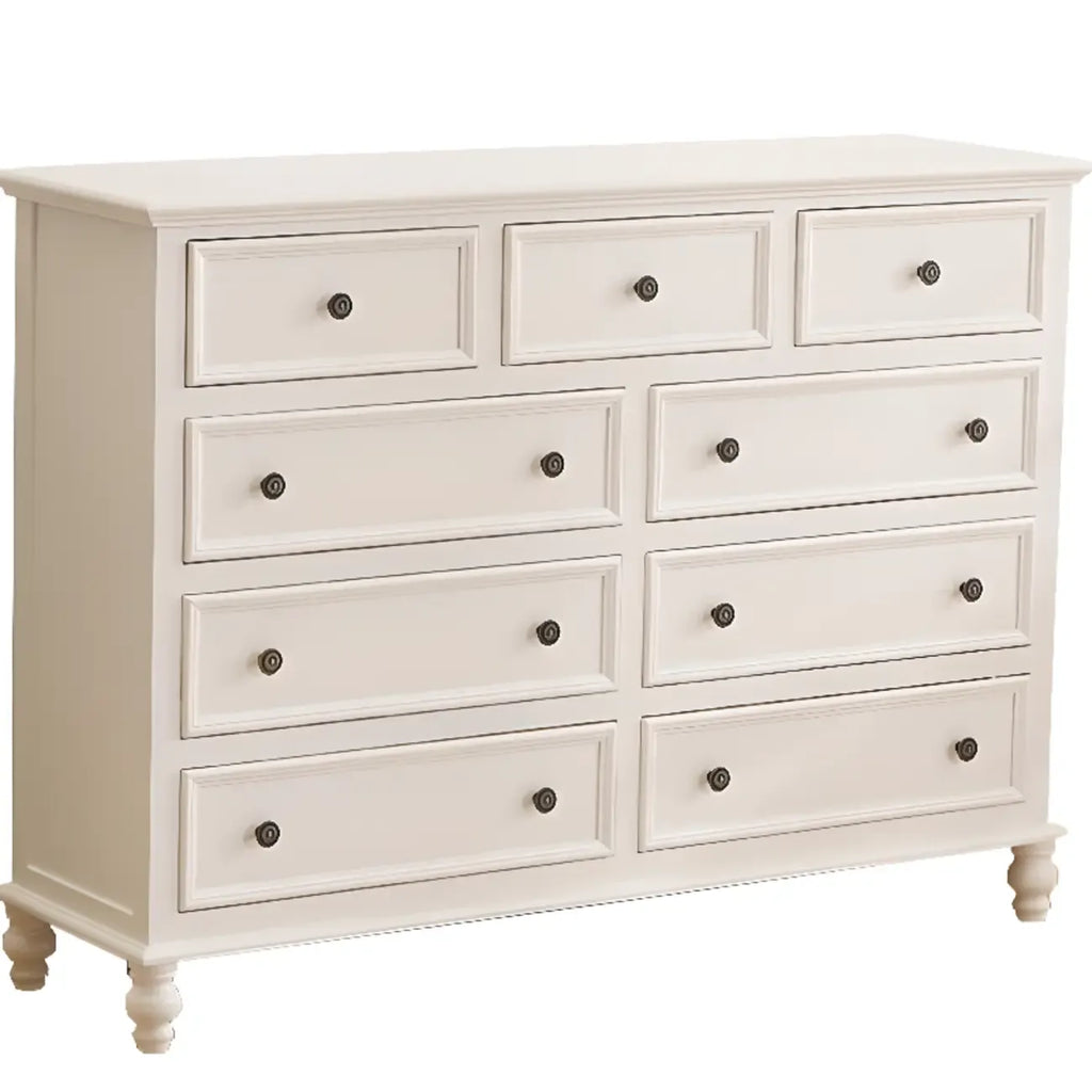 Stylish White Wooden Chest with 9-Drawers for Bedroom