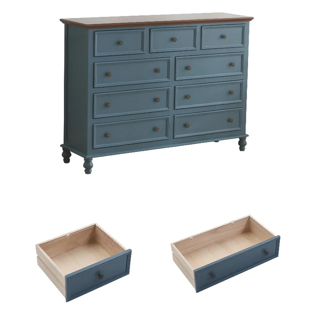 Stylish White Wooden Chest with 9-Drawers for Bedroom