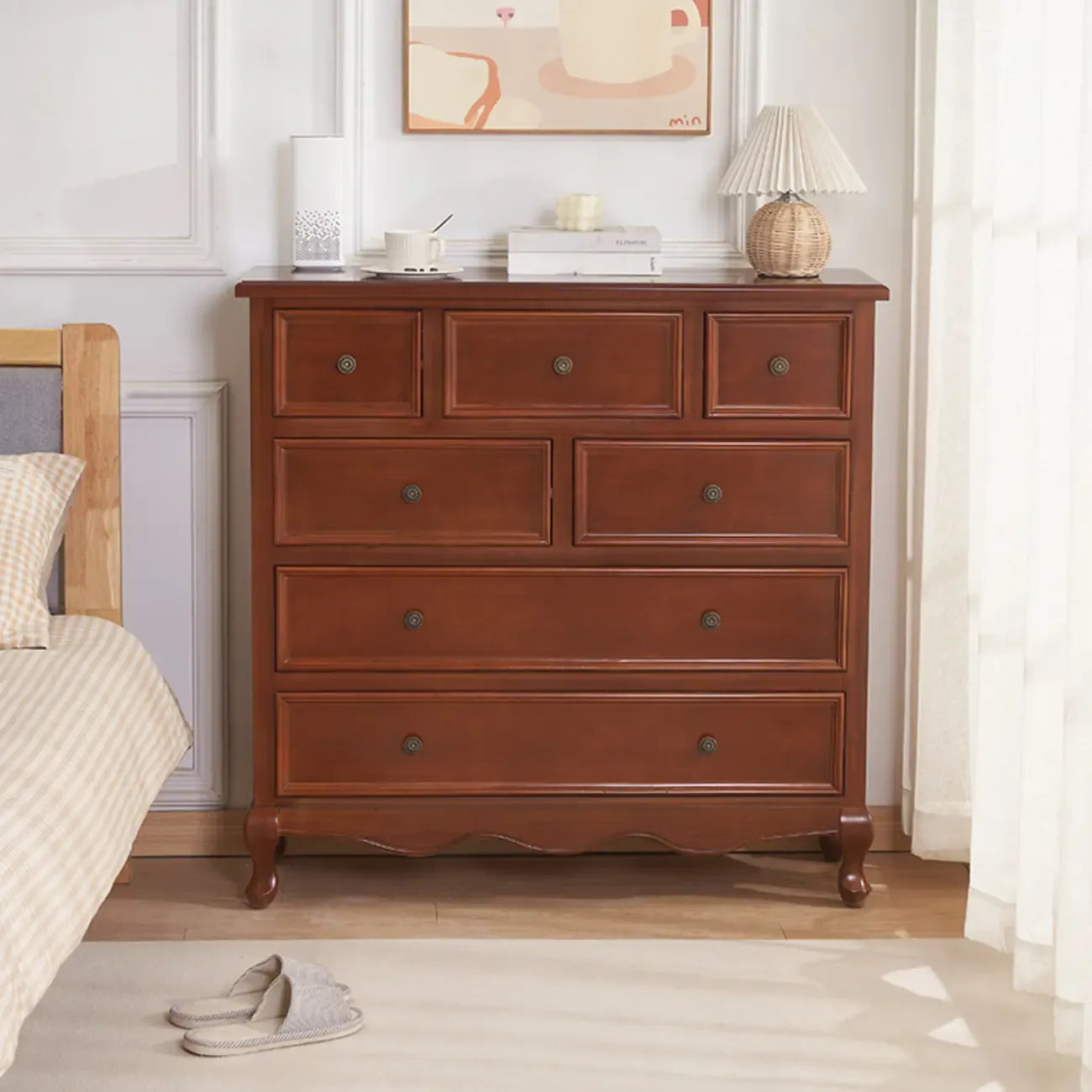Stylish White Wooden Chest with 9-Drawers for Bedroom