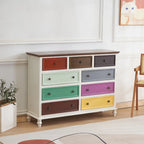 Stylish White Wooden Chest with 9-Drawers for Bedroom