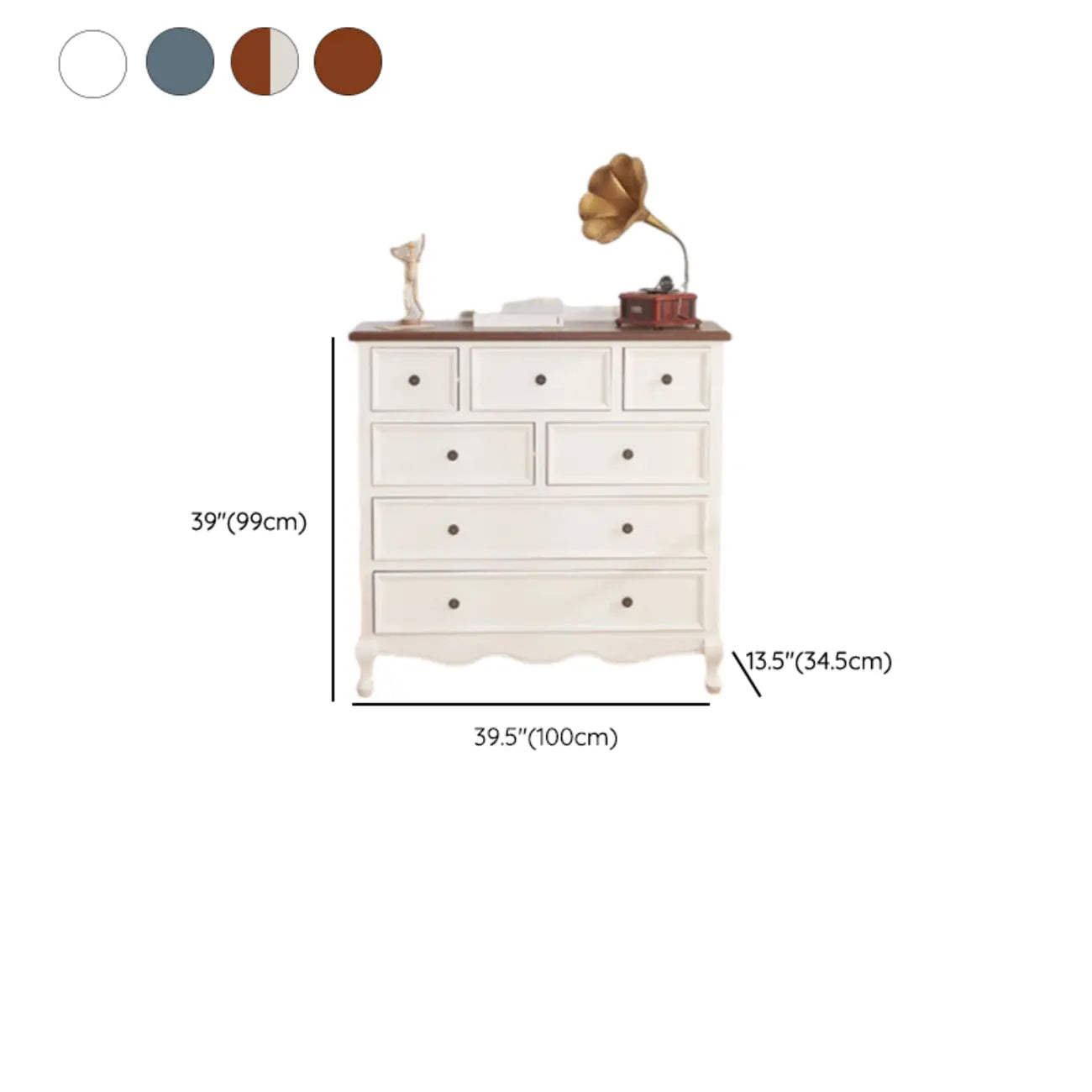 Stylish White Wooden Chest with 9-Drawers for Bedroom