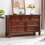Traditional Brown Bronze Handle Wood 7-Drawer Dresser