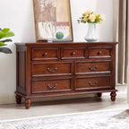 Traditional Brown Bronze Handle Wood 7-Drawer Dresser