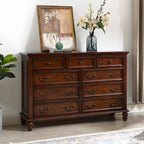 Traditional Brown Bronze Handle Wood 7-Drawer Dresser