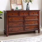Traditional Brown Bronze Handle Wood 7-Drawer Dresser