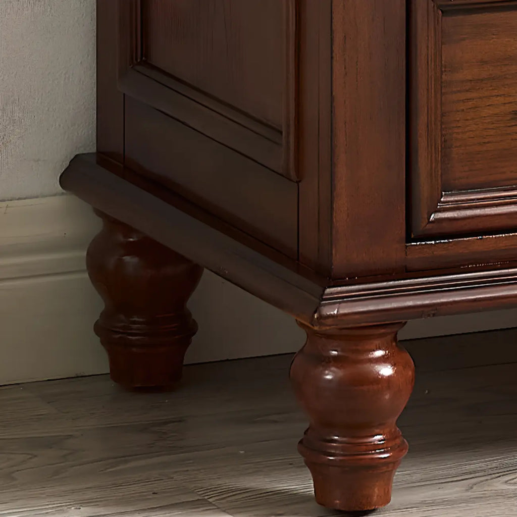 Traditional Brown Bronze Handle Wood 7-Drawer Dresser