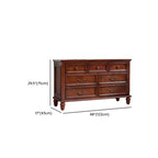 Traditional Brown Bronze Handle Wood 7-Drawer Dresser