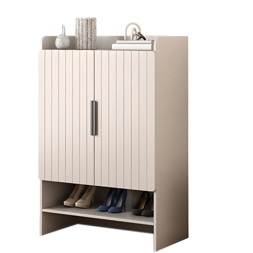 Vertical Wooden White Shoe Cabinet with Doors