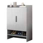 Vertical Wooden White Shoe Cabinet with Doors