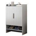Vertical Wooden White Shoe Cabinet with Doors