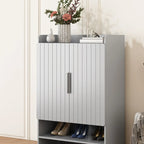 Vertical Wooden White Shoe Cabinet with Doors