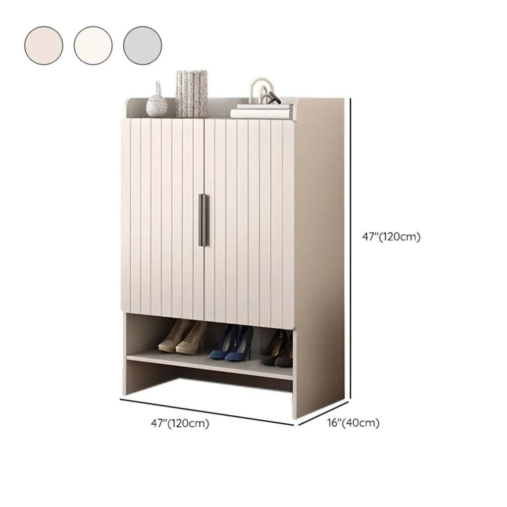 Vertical Wooden White Shoe Cabinet with Doors