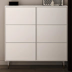 Modern White Wood Entryway Drop-Front Shoe Cabinet