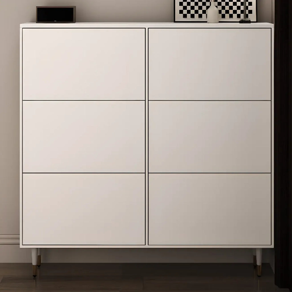 Modern White Wood Entryway Drop-Front Shoe Cabinet