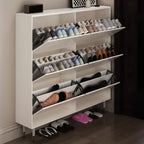 Modern White Wood Entryway Drop-Front Shoe Cabinet