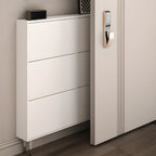 Modern White Wood Entryway Drop-Front Shoe Cabinet