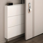 Modern White Wood Entryway Drop-Front Shoe Cabinet