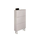 Modern White Wood Entryway Drop-Front Shoe Cabinet