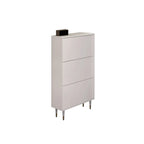 Modern White Wood Entryway Drop-Front Shoe Cabinet