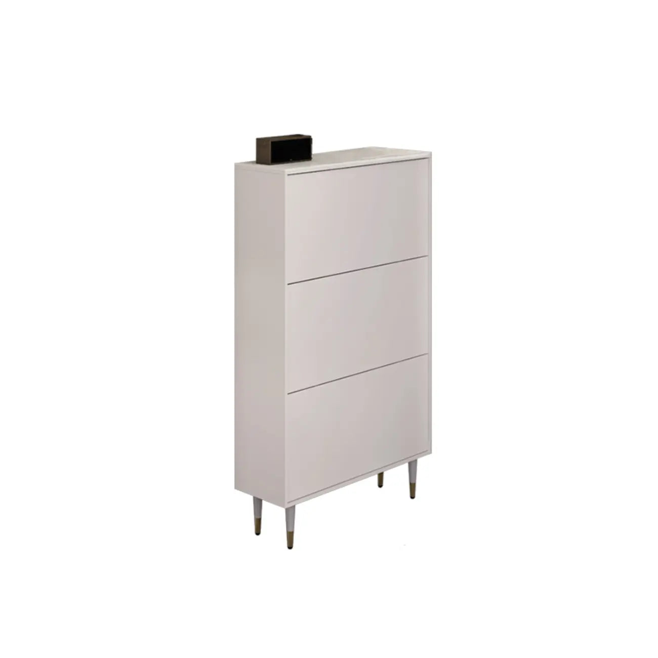 Modern White Wood Entryway Drop-Front Shoe Cabinet