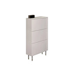 Modern White Wood Entryway Drop-Front Shoe Cabinet