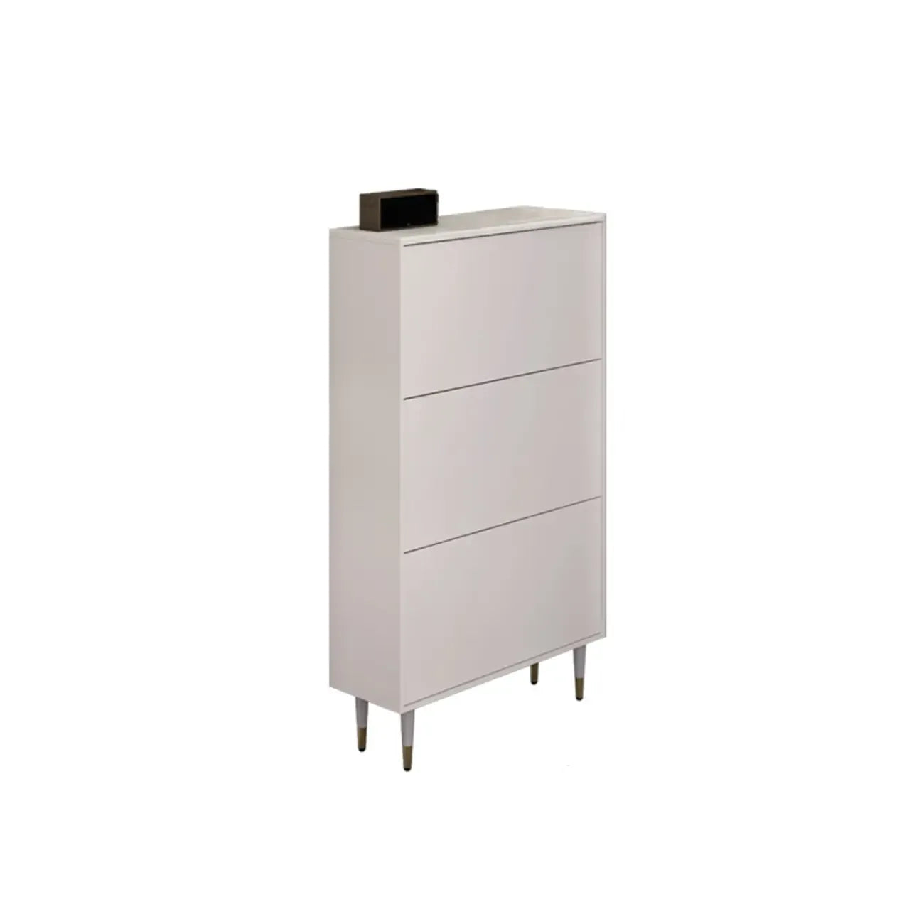 Modern White Wood Entryway Drop-Front Shoe Cabinet
