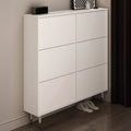 Modern White Wood Entryway Drop-Front Shoe Cabinet