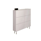 Modern White Wood Entryway Drop-Front Shoe Cabinet