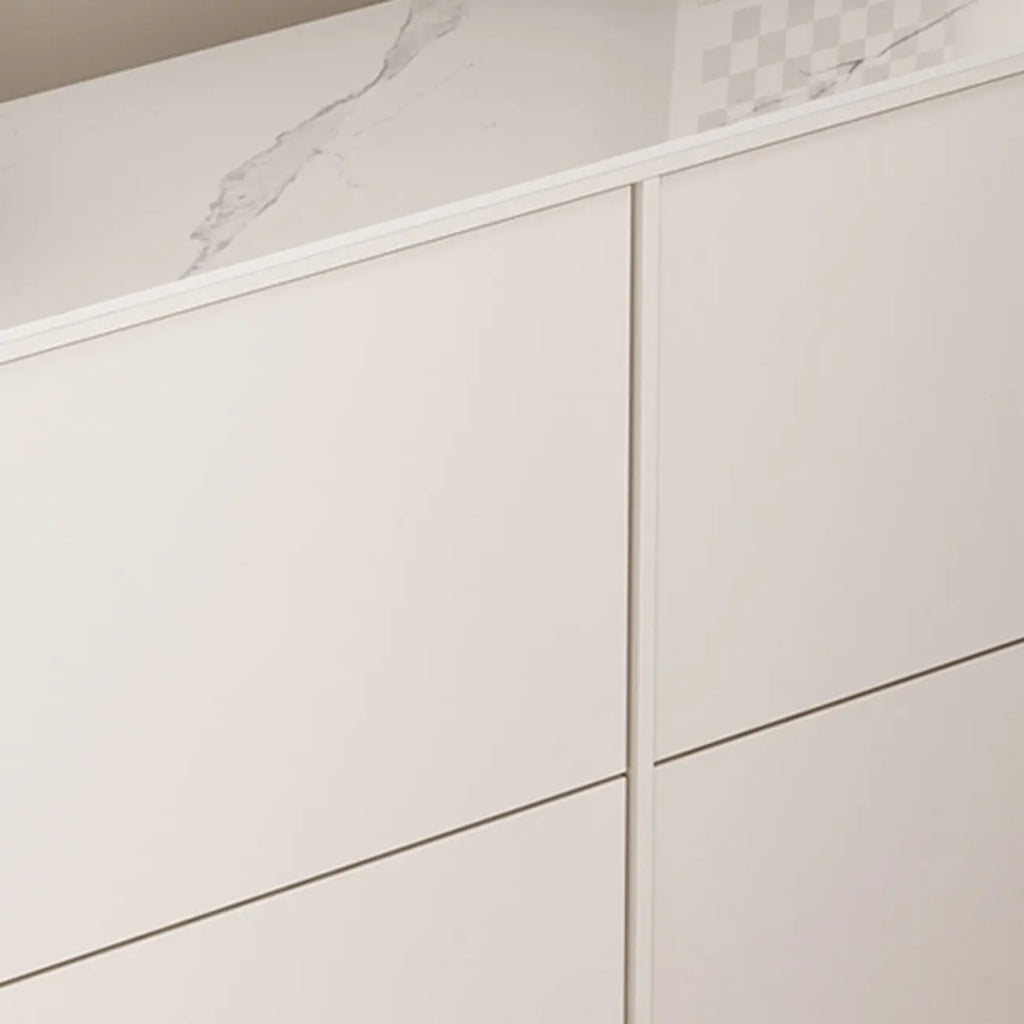 Modern White Wood Entryway Drop-Front Shoe Cabinet