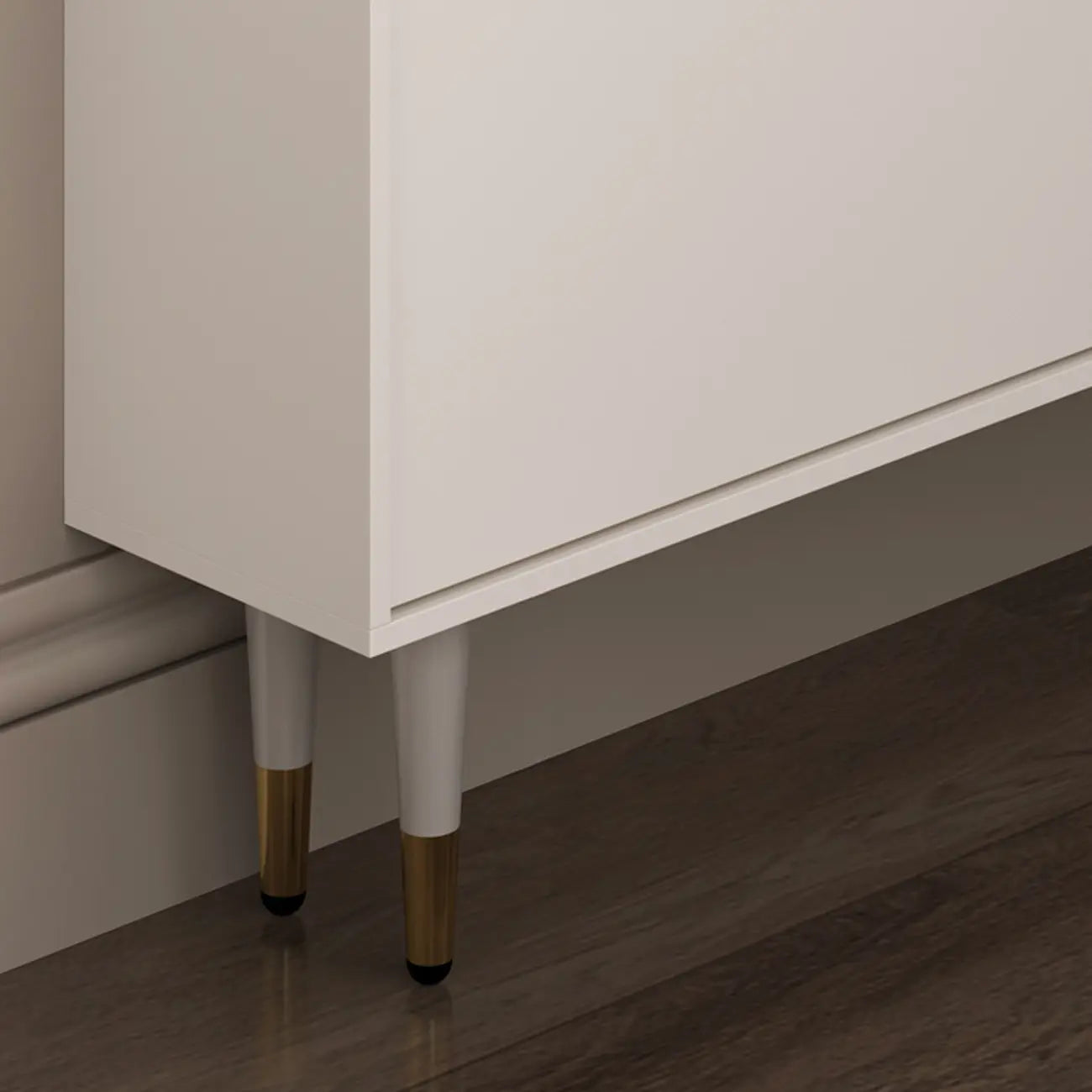 Modern White Wood Entryway Drop-Front Shoe Cabinet