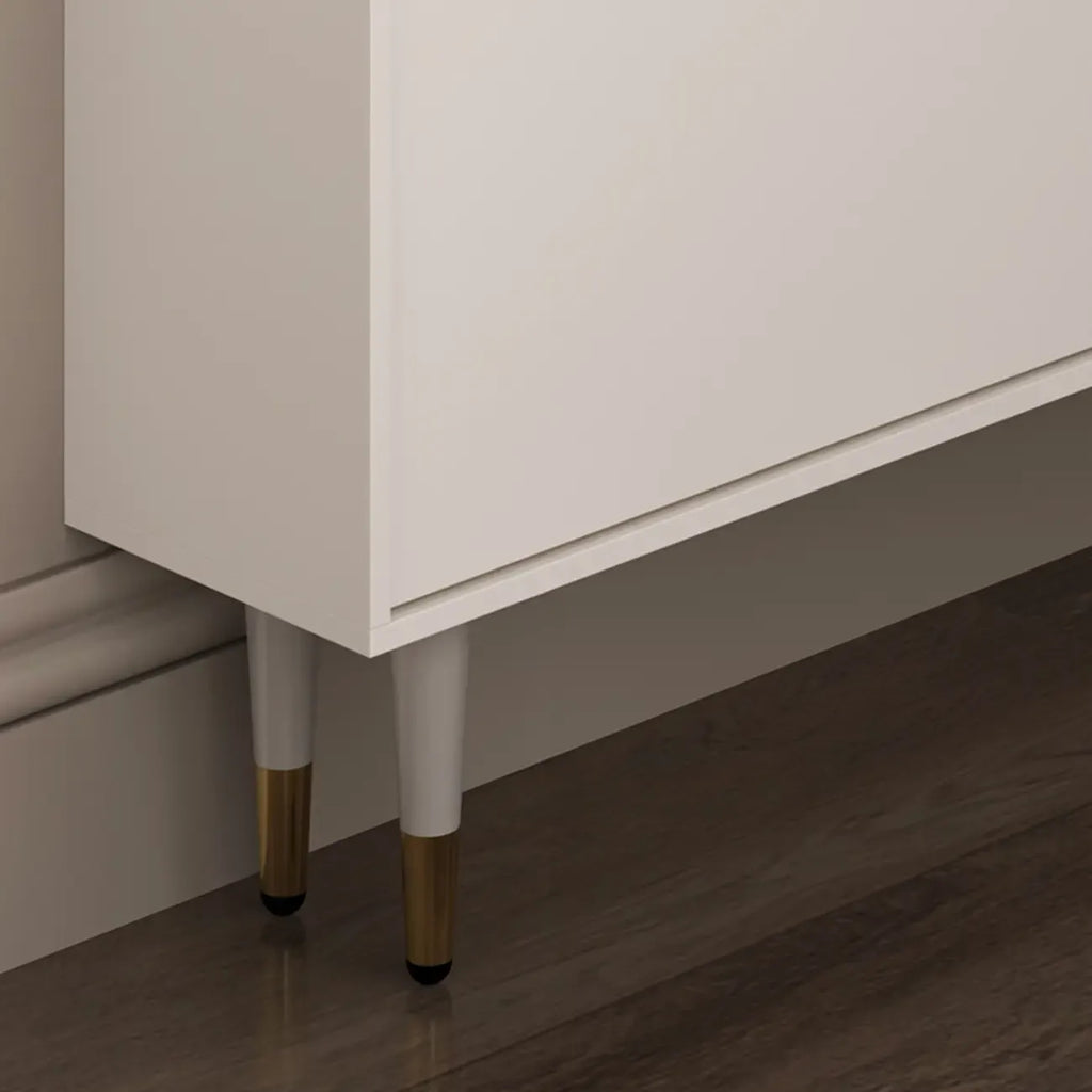 Modern White Wood Entryway Drop-Front Shoe Cabinet