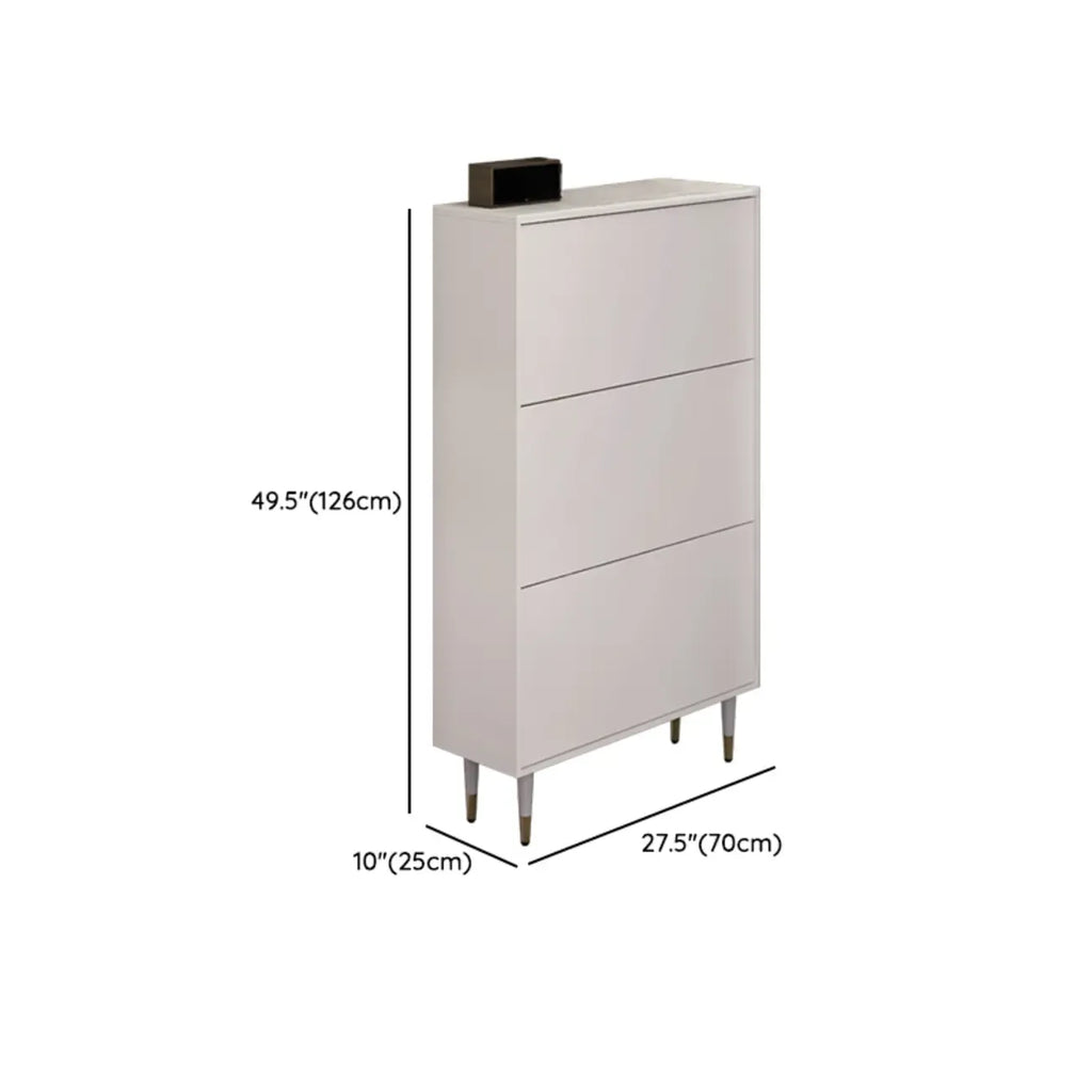 Modern White Wood Entryway Drop-Front Shoe Cabinet