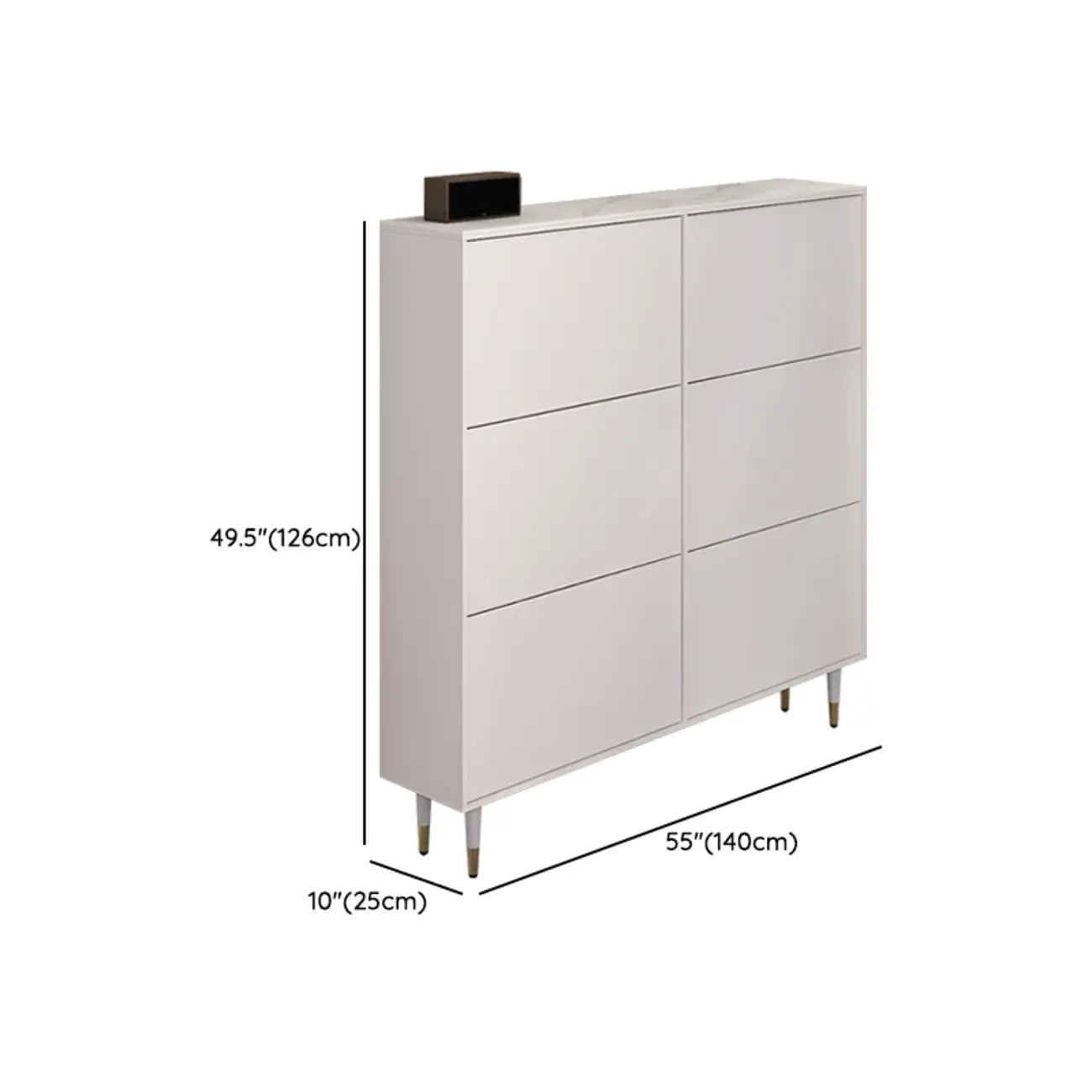 Modern White Wood Entryway Drop-Front Shoe Cabinet