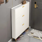 Grey/White Wood Hidden Storage Shoe Cabinet for Entryway