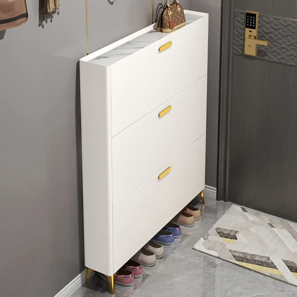 Grey/White Wood Hidden Storage Shoe Cabinet for Entryway
