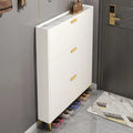 Grey/White Wood Hidden Storage Shoe Cabinet for Entryway